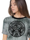Grey Tie Dye T-shirt with Silk Printed rave print